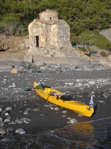 Kayak and Chapel at Agios Pavlos