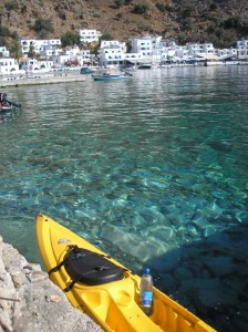 The kayak moored at Loutro