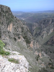 View into Mesavlia Gorge and beyond from the Castle